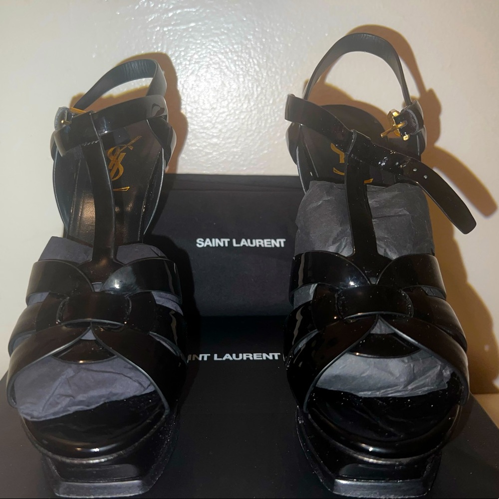 Saint Laurent Tribute Patent Platform Sandals